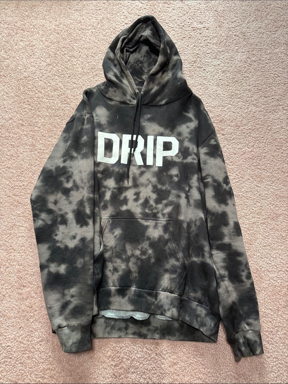 DRIP Tie-Dye Crewneck Hoodie in Black & Gray